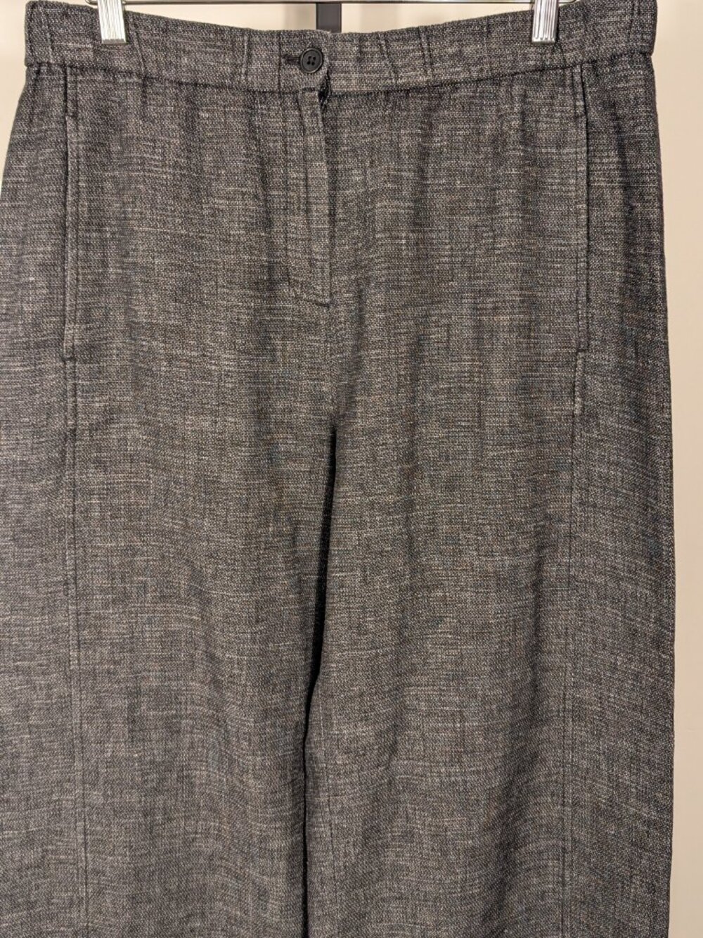 Eileen Fisher Hemp Organic Cotton/Hemp Wide Leg Pants Gray Textured | Sz M